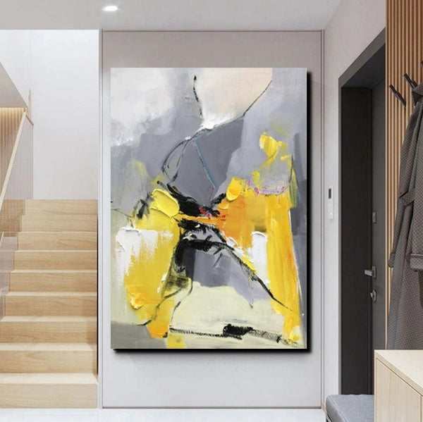 Abstract Paintings Behind Sofa, Acrylic Paintings for Bedroom, Palette Knife Canvas Art, Contemporary Canvas Wall Art, Buy Paintings Online-Grace Painting Crafts