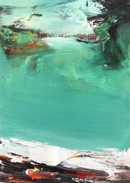 Hand Painted Canvas Art, Simple Painting Ideas for Bedroom, Palette Knife Paintings, Green Modern Paintings for Living Room-Grace Painting Crafts