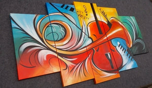 Painting Samples of Violin Music Art, 5 Piece Wall Painting, Extra Large Canvas Painting, Canvas Painting for Living Room, Extra Large Wall Art Painting, Modern Contemporary Abstract Artwork