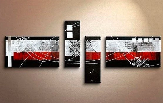 Beautiful Canvas Paintings for Sale, 4 Piece Art Paintings, Large Paintings for Living Room, Hand Painted Canvas Art, Simple Modern Art, Extra Large Paintings for Sale