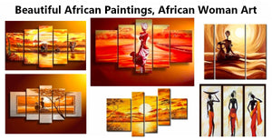 African Painting, African Woman Painting, Hand Painted Canvas Art, Large Paintings for Living Room, African Landscape Paintings, Acrylic African Wall Art Painting