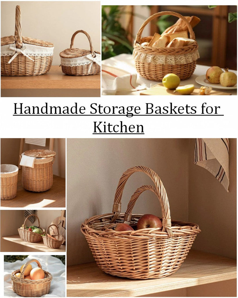Wicker Storage Baskets with Handle, Storage Ideas for Small Kitchen, Storage Baskets for Kitchen, Picnic Food Baskets, Storage Baskets for Shelves