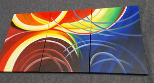 Painting Samples of 3 Panel Abstract Lines Painting, Abstract Painting for Sale，Acrylic Paintings for Bedroom, Contemporary Canvas Wall Art, Buy Large Paintings Online