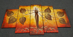 Painting Samples of Tree of life Painting, Ready to Hang, 5 Piece Art Painting, Acrylic Paintings on Canvas, Large Paintings Behind Sofa, Large Painting for Living Room, Heavy Texture Painting