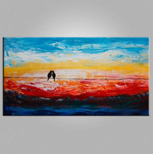 Love Birds Paintings, Abstract Bird Art, Buy Painting Online, Canvas Paintings for Dining Room, Simple Modern Art, Abstract Canvas Paintings, Original Abstract Wall Art Paintings