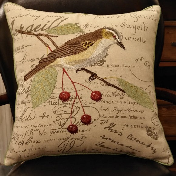 Decorative Throw Pillows for Couch, Bird Pillows, Pillows for Farmhouse, Sofa Throw Pillows, Embroidery Throw Pillows, Rustic Pillows-Grace Painting Crafts