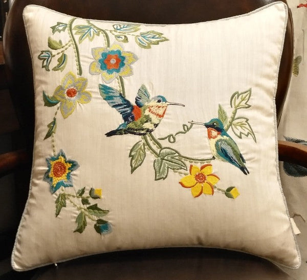 Decorative Throw Pillows for Couch, Bird Pillows, Pillows for Farmhouse, Sofa Throw Pillows, Embroidery Throw Pillows, Rustic Pillows-Grace Painting Crafts