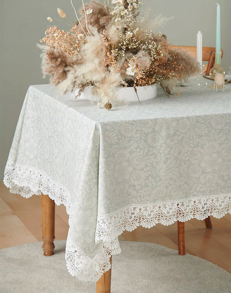 Dining Room Flower Pattern Table Cloths, Farmhouse Table Cloth, Wedding Tablecloth, Square Tablecloth for Round Table, Cotton Rectangular Table Covers for Kitchen-Grace Painting Crafts