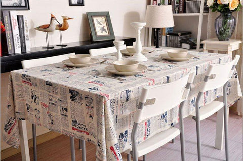 Newspaper Tablecloth, Blue NEWS LETTER Table Linen Wedding Home Decor Dining Kitchen Table Cloth-Grace Painting Crafts