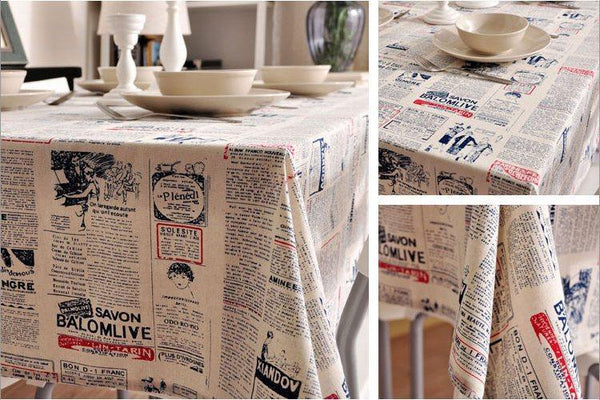 Newspaper Tablecloth, Blue NEWS LETTER Table Linen Wedding Home Decor Dining Kitchen Table Cloth-Grace Painting Crafts