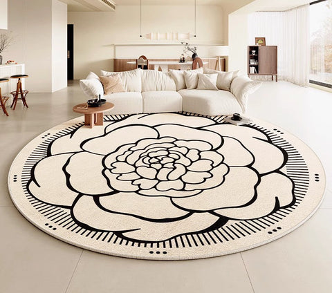 Modern Rug Ideas for Living Room, Bedroom Modern Round Rugs, Dining Room Contemporary Round Rugs, Circular Modern Rugs under Chairs-Grace Painting Crafts