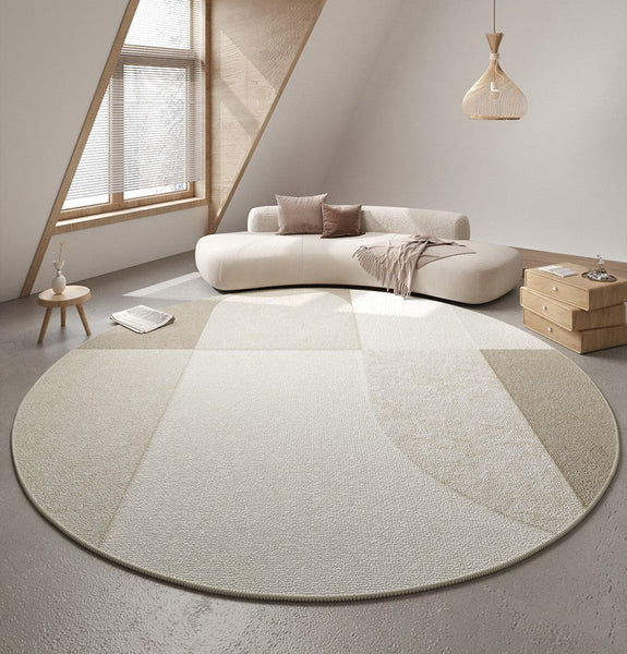 Abstract Contemporary Round Rugs for Dining Room, Modern Rugs for Dining Room, Washable Modern Rugs for Bathroom, Geometric Modern Rug Ideas for Living Room-Grace Painting Crafts