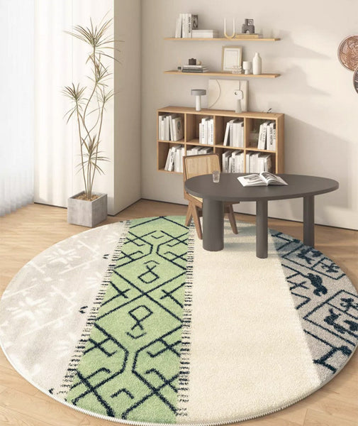 Unique Circular Rugs under Sofa, Abstract Contemporary Round Rugs, Modern Rugs for Dining Room, Geometric Modern Rugs for Bedroom-Grace Painting Crafts