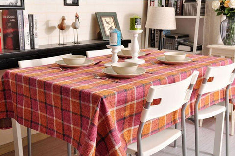 Roseo Checked Linen Tablecloth, Rustic Home Decor , Checkerboard Tablecloth, Table Cover-Grace Painting Crafts