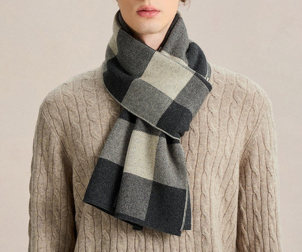 Soft Wool Scarf for Men, Men's Winter Scarf, Casual Fashion Scarf for Men, Men's Cashmere Scarf Winter, Business Formal Men Scarf Styles, Wool Scarf for Gentleman-Grace Painting Crafts