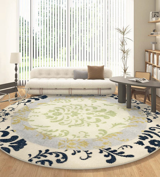 Modern Area Rugs under Coffee Table, Modern Rugs for Dining Room, Abstract Contemporary Round Rugs under Sofa, Geometric Modern Rugs for Bedroom-Grace Painting Crafts