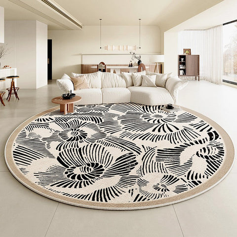 Modern Rug Ideas for Living Room, Dining Room Contemporary Round Rugs, Bedroom Modern Round Rugs, Circular Modern Rugs under Chairs-Grace Painting Crafts