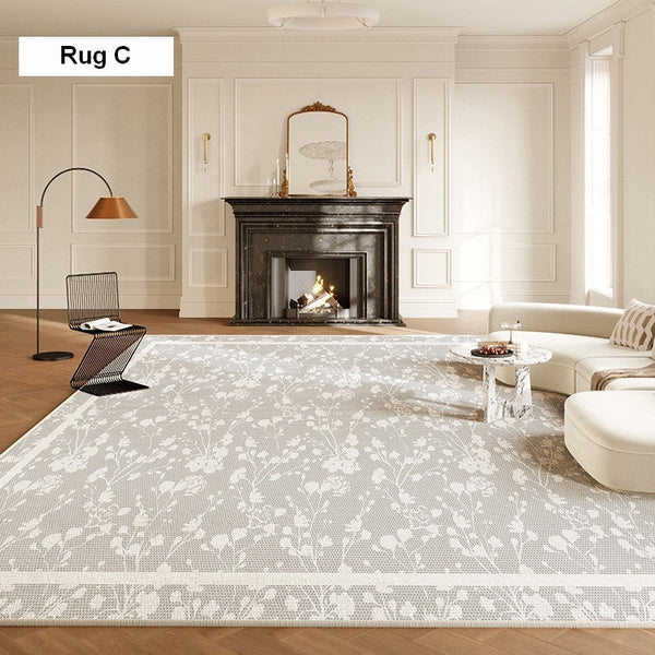 Contemporary Modern Rugs under Dining Room Table, Bedroom French Style Modern Rugs, Flower Pattern Modern Rugs for Interior Design, Flower Pattern Modern Rugs for Living Room-Grace Painting Crafts