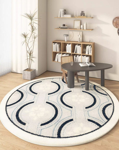 Contemporary Modern Rugs for Bedroom, Modern Area Rugs under Coffee Table, Dining Room Modern Rugs, Abstract Geometric Round Rugs under Sofa-Grace Painting Crafts