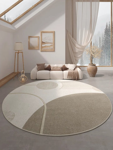 Modern Round Rugs for Dining Room, Round Rugs under Coffee Table, Contemporary Modern Rug Ideas for Living Room, Circular Modern Rugs for Bedroom-Grace Painting Crafts