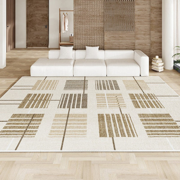 Simple Modern Beige Rugs for Bedroom, Modern Rugs for Dining Room, Contemporary Rugs for Office, Geometric Modern Rugs, Large Abstract Modern Rugs for Living Room-Grace Painting Crafts