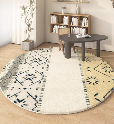 Abstract Contemporary Round Rugs, Modern Area Rugs under Coffee Table, Modern Rugs for Dining Room, Geometric Modern Rugs for Bedroom-Grace Painting Crafts