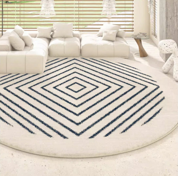 Abstract Contemporary Round Rugs for Bedroom, Geometric Modern Rug Ideas for Living Room, Thick Round Rugs for Dining Room-Grace Painting Crafts