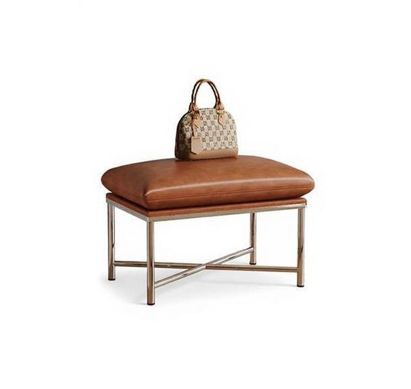 Contemporay Bedroom Bench, Upholstered Shoe Bench, Luxury Genuine Leather Entry Bench, Narrow Entryway Bench, Modern Shoe Changing Ottoman, Mid-Century Hall Bench-Grace Painting Crafts