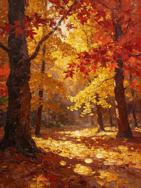 Golden Woods in Autumn, Heavy Texture Wall Art Paintings, On Canvas Small Paintings, Hand Painted Canvas Art, Original Artwork Small Paintings-Grace Painting Crafts