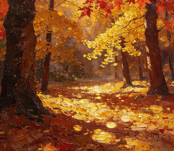Golden Woods in Autumn, Heavy Texture Wall Art Paintings, On Canvas Small Paintings, Hand Painted Canvas Art, Original Artwork Small Paintings-Grace Painting Crafts