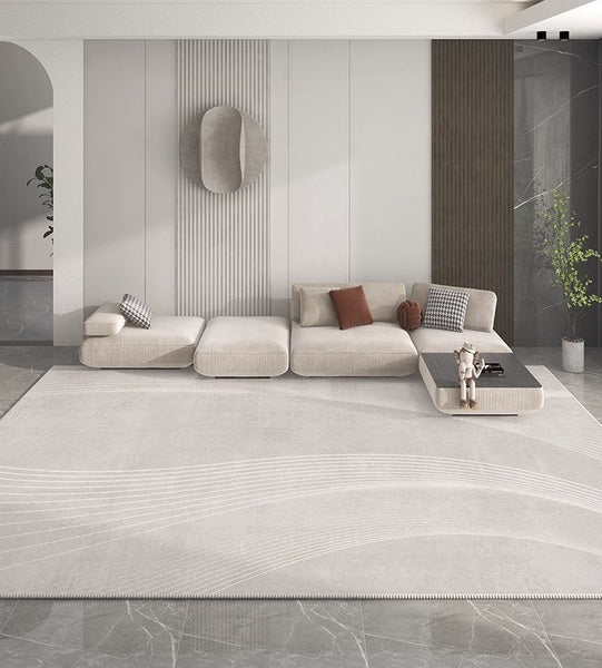 Contemporary Area Rugs for Bedroom, Living Room Modern Rugs, Modern Living Room Rug Placement Ideas, Grey Modern Floor Carpets for Dining Room-Grace Painting Crafts