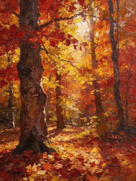 Small Paintings On Canvas, Golden Autumn Forest, Path Amidst Falling Leaves, Hand Painted Canvas Art, Landscape Oil Paintings, Original Artwork Small Paintings on Wall-Grace Painting Crafts