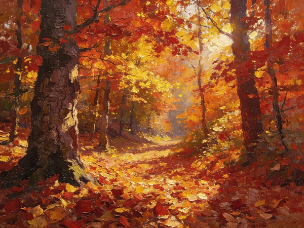 Hand Painted Canvas Art, Autumn Path Through the Forest, Original Wall Paintings, Original Artwork Small Paintings, On Canvas Small Wall Paintings, Small Landscape Paintings-Grace Painting Crafts