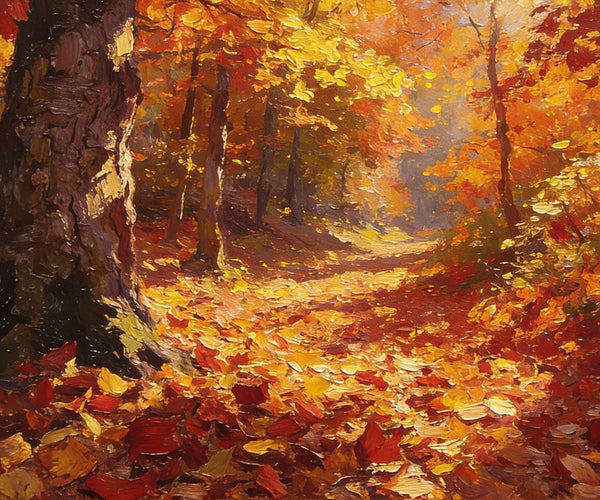 Hand Painted Canvas Art, Autumn Path Through the Forest, Original Wall Paintings, Original Artwork Small Paintings, On Canvas Small Wall Paintings, Small Landscape Paintings-Grace Painting Crafts