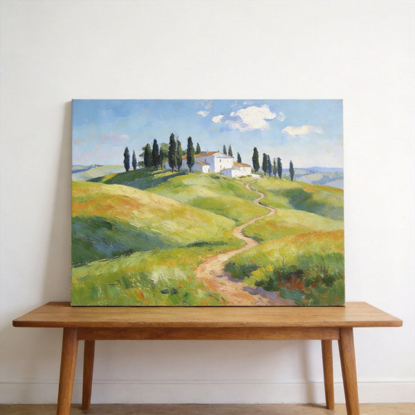 Summer Breeze Over the Tuscan Homestead, Buy Original Oil Paintings Online, Original Landscape Paintings, Small Canvas Wall Art Paintings, Hand Painted Canvas Art-Grace Painting Crafts