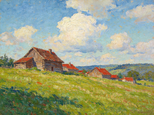 Cottages on the Green, Hand Painted Canvas Art, Small Landscape Paintings, Small Paintings on Canvas, Original Small Paintings on Canvas-Grace Painting Crafts