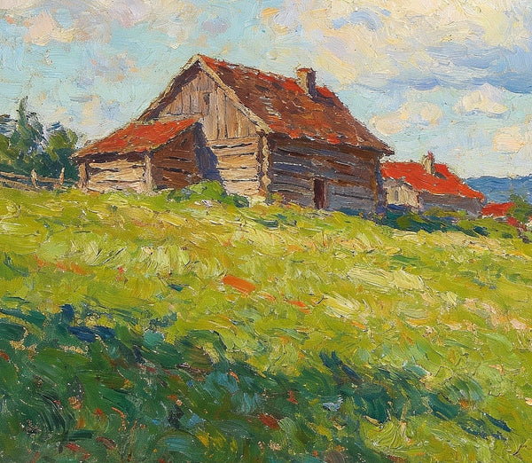 Cottages on the Green, Hand Painted Canvas Art, Small Landscape Paintings, Small Paintings on Canvas, Original Small Paintings on Canvas-Grace Painting Crafts