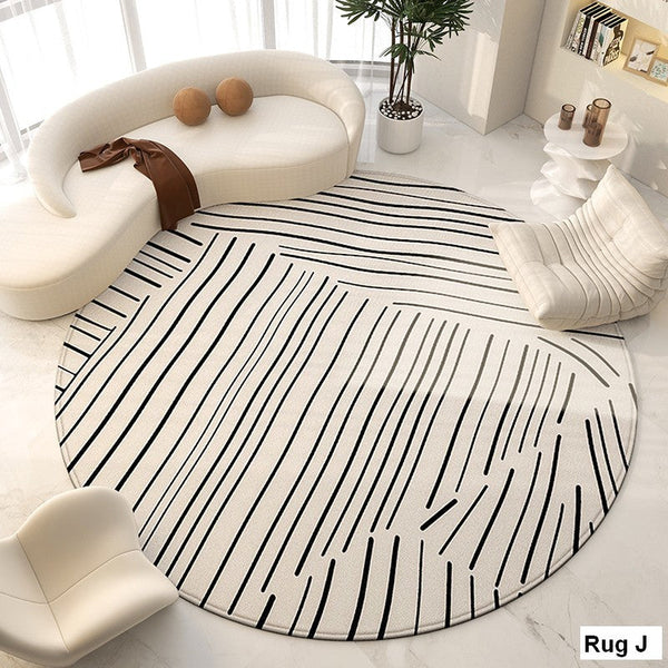 Round Modern Rugs for Living Room, Contemporary Modern Area Rugs for Bedroom, Geometric Round Rugs for Dining Room, Circular Modern Rugs under Chairs-Grace Painting Crafts