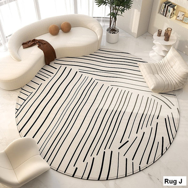 Geometric Round Rugs for Dining Room, Modern Area Rugs for Bedroom, Circular Modern Rugs under Chairs, Contemporary Modern Rug for Living Room-Grace Painting Crafts