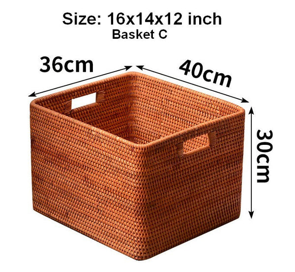 Extra Large Rectangular Storage Basket, Large Storage Baskets for Clothes, Woven Rattan Storage Basket for Shelves, Storage Baskets for Kitchen-Grace Painting Crafts