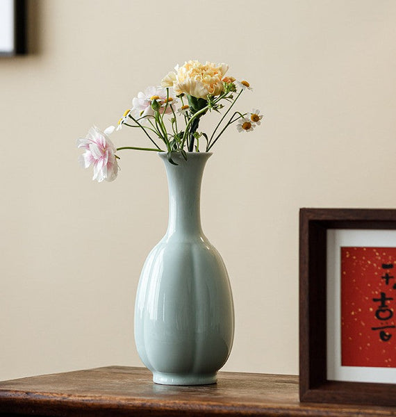 Small Flower Vases on Table, Rustic Porcelain Flower Vases, Ceramic Bud Vases, Handmade Water Holding Flower Vase-Grace Painting Crafts