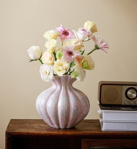 Handmade Water Holding Flower Vases, Porcelain Flower Vases, Modern Flower Vase Centerpiece on Table, Ceramic Bouquet Vases-Grace Painting Crafts