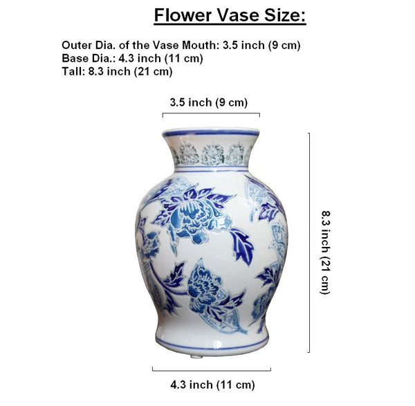 Porcelain Flower Vases, Centerpiece Ceramic Bouquet Vases, Handmade Flower Vase, Vintage Flower Vases on Dining Table-Grace Painting Crafts