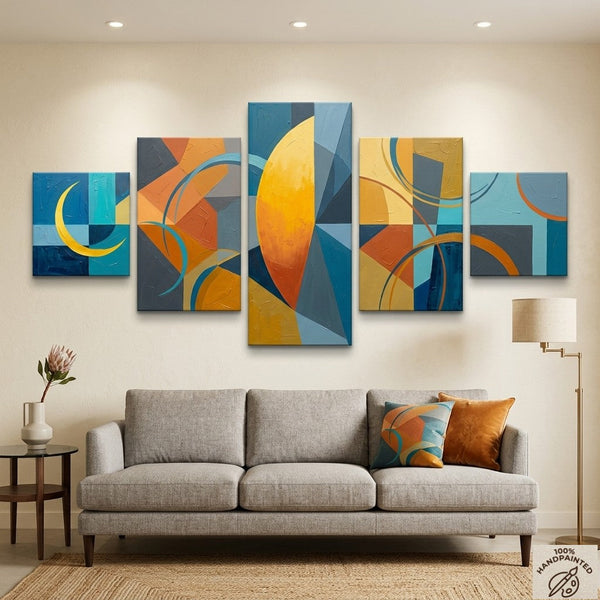 Original Modern Paintings, Geometric Contemporary Art, Abstract Acrylic Paintings, Hand Painted Canvas Art-Grace Painting Crafts