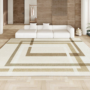 Geometric Beige Modern Rugs for Bedroom, Large Modern Rug Placement Ideas for Living Room, Contemporary Modern Rugs for Interior Design-Grace Painting Crafts