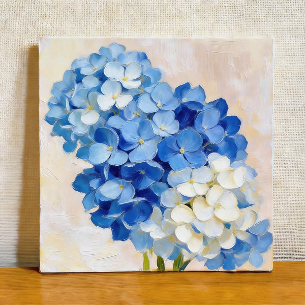 Hydrangeas in Full Bloom, Still Life Painting, Small Canvas Wall Art, Hand Painted Canvas Art, Original Flower Paintings, Buy Small Paintings Online-Grace Painting Crafts