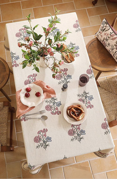 Beautiful Large Modern Tablecloth, Spring Flower Rustic Table Cover, Rectangle Tablecloth for Dining Table, Square Linen Tablecloth for Coffee Table-Grace Painting Crafts