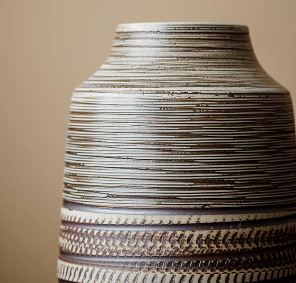 Centerpiece on Dining Table, Handmade Pottery Flower Vases Urn, Modern Bouquet Flower Vases, Water Holding Flower Vases, Large Flower Vase on Table-Grace Painting Crafts