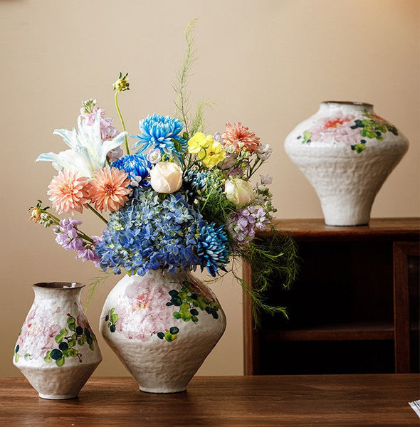 Modern Porcelain Flower Vases, Flower Vases on Table, Handmade Water Holding Flower Vases, Centerpiece on Dining Table, Ceramic Bouquet Vases-Grace Painting Crafts