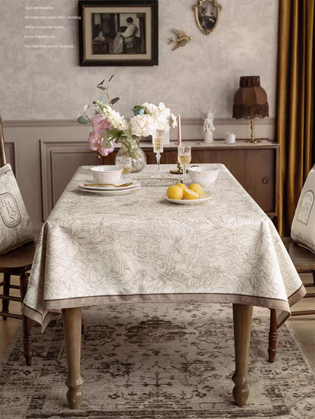 French Style Tablecloth for Dining Table, Beautiful Table Cover for Dining Room Table, Modern Rectangle Tablecloth for Oval Table-Grace Painting Crafts